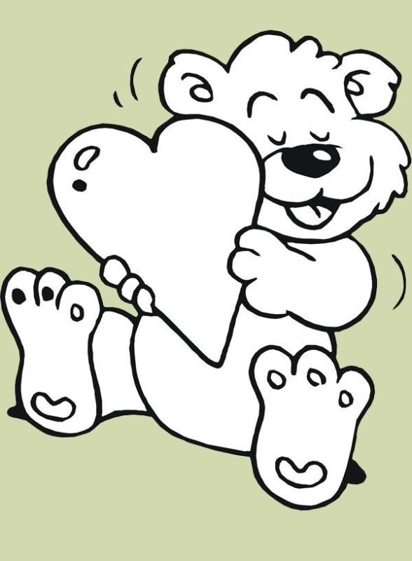 Мишка с сердцем трафарет