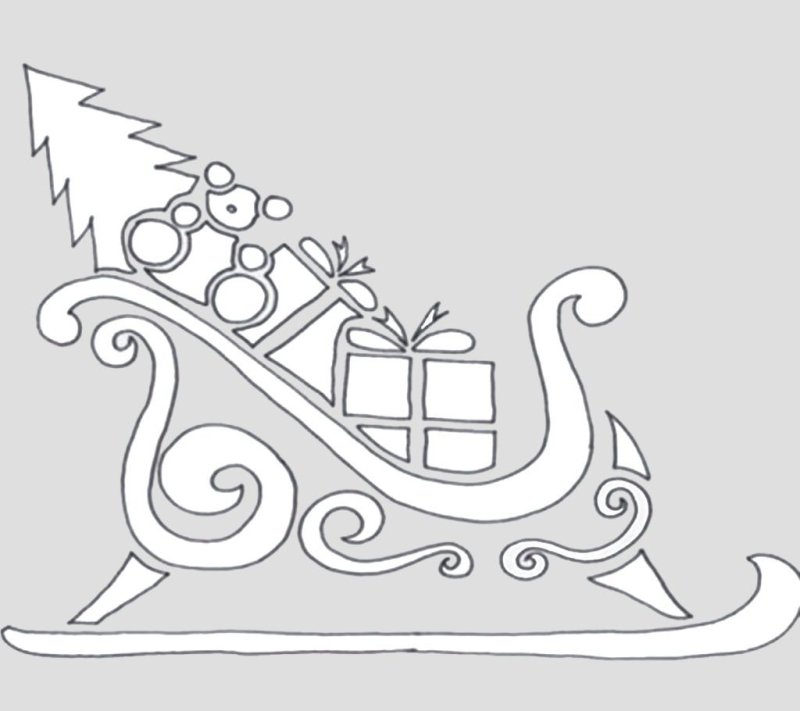 Сани Деда Мороза трафарет