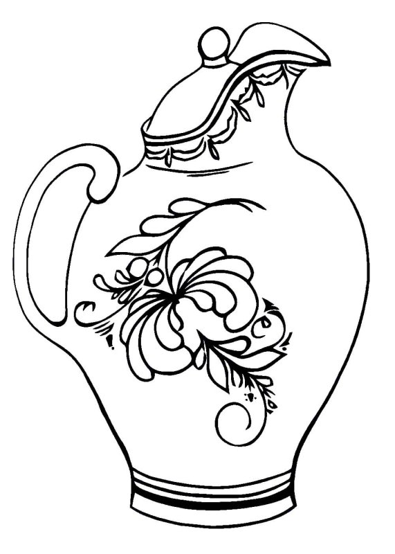 Трафареты посуды гжельской росписи для дошкольников