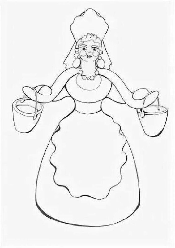 Водоноска Дымковская игрушка трафарет