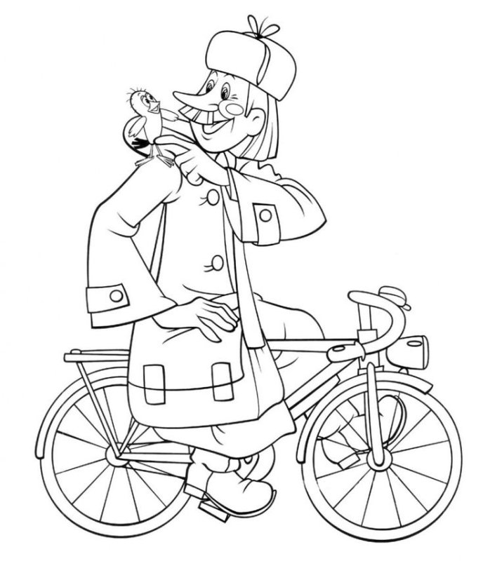 Раскраска Простоквашино Печкин