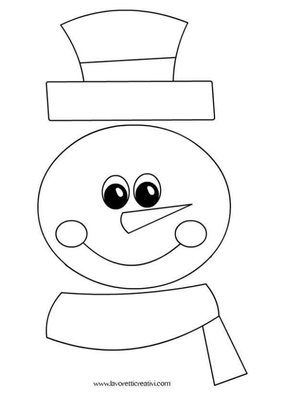 Трафарет снеговика для аппликации