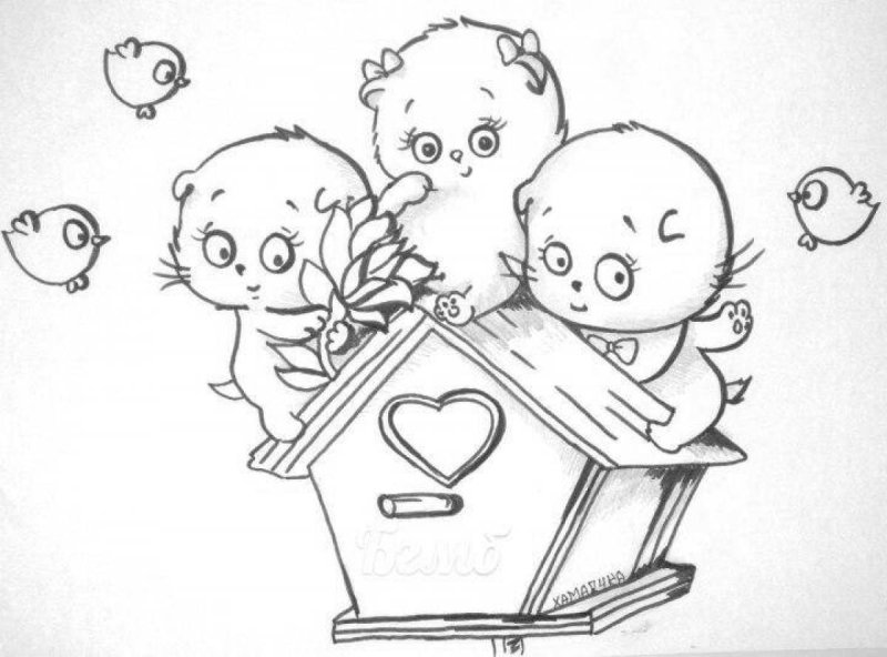 Кот Басик раскраска для детей