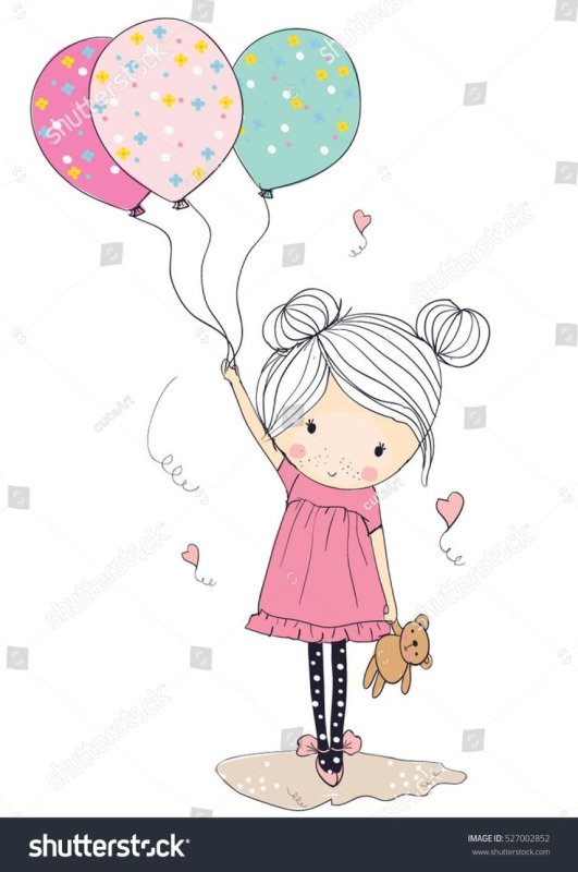 Девочка с шариками рисунок