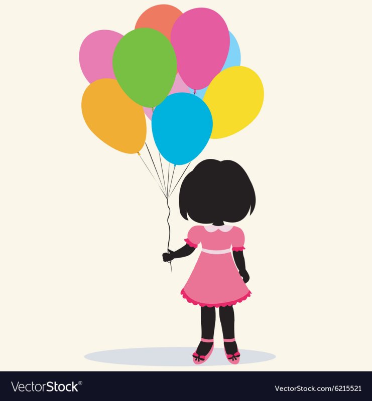Силуэт девочки с шариками