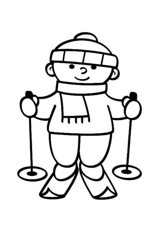 Лыжи раскраска для детей