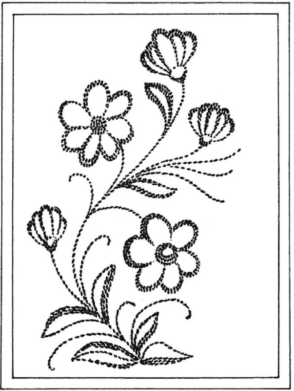 Цветочный орнамент для вышивки гладью