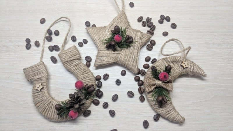 Звезды из джута на новый год