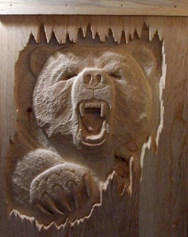 Резьба по дереву медведь