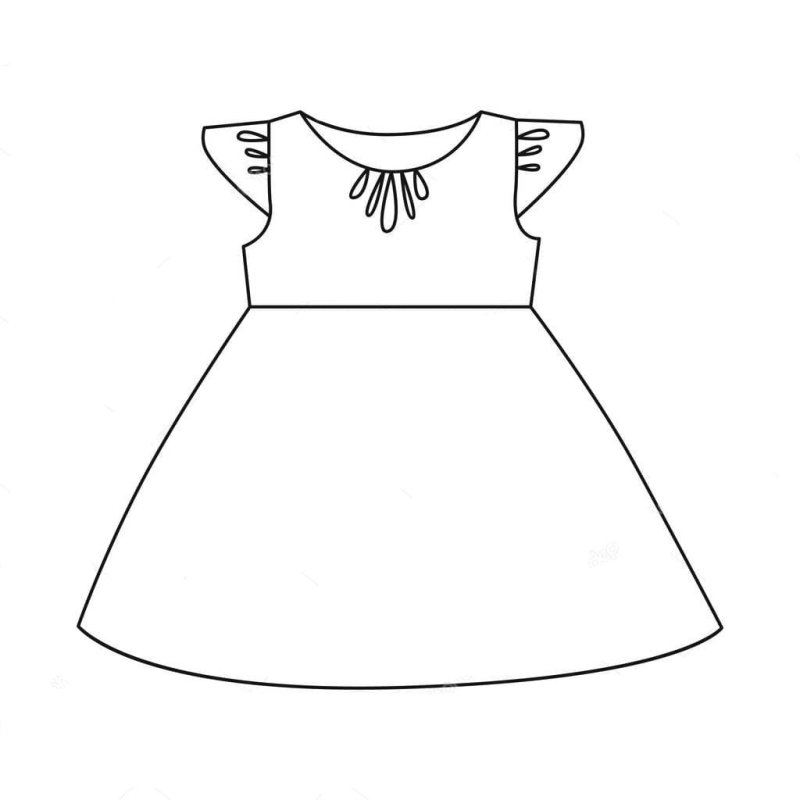 Платье раскраска для малышей