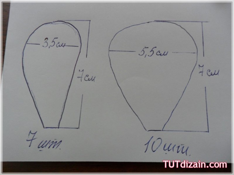 Размеры лепестков для розы из гофрированной бумаги