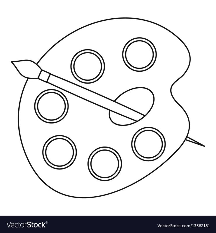 Раскраска палитра с красками