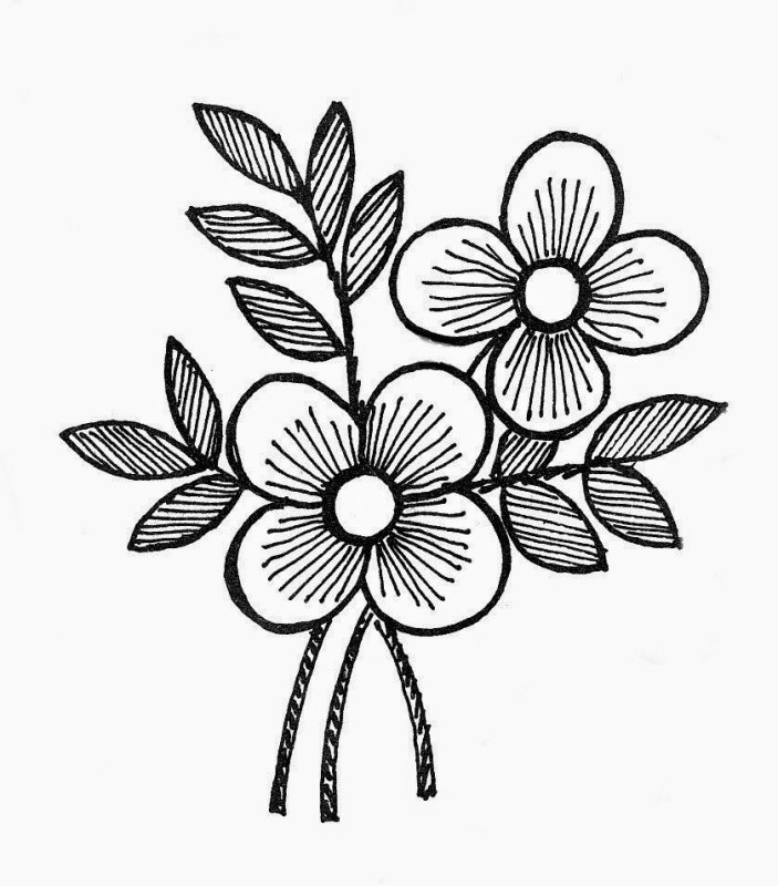 Цветок вышивка гладью эскиз