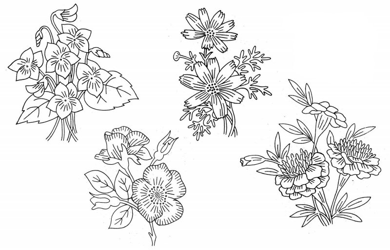 Схемы цветов для вышивки гладью