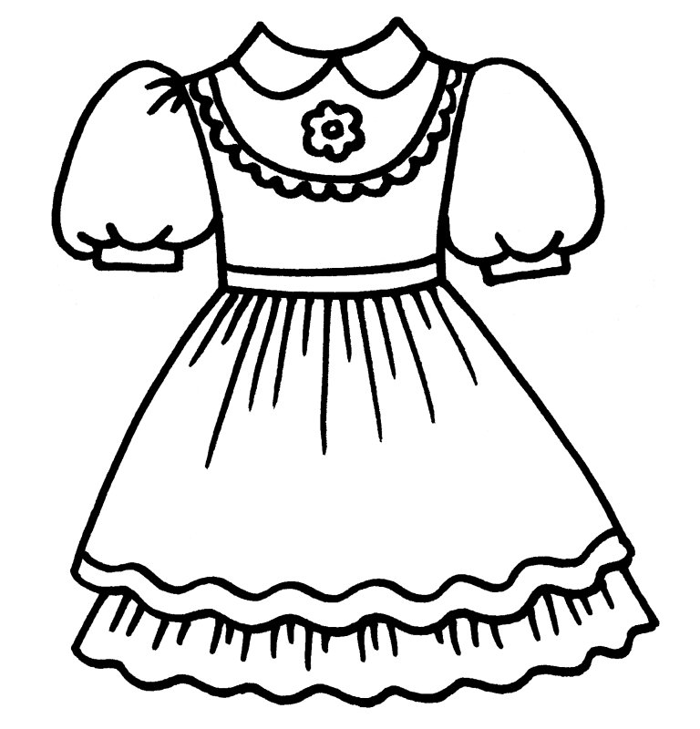 Платье раскраска для детей