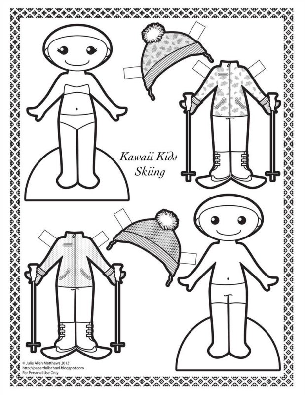 Раскраска кукла с одеждой