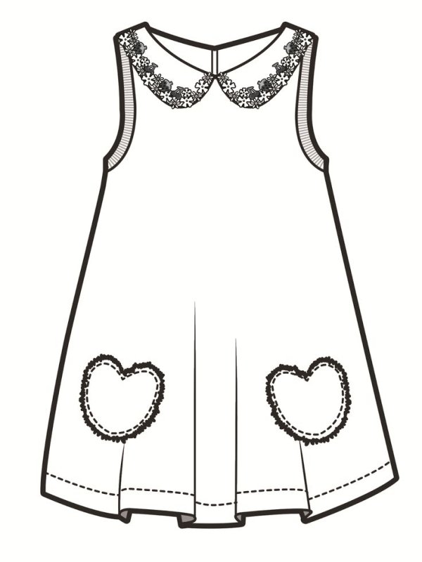 Платье раскраска для малышей