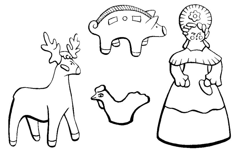 Филимоновская игрушка Олешек трафарет