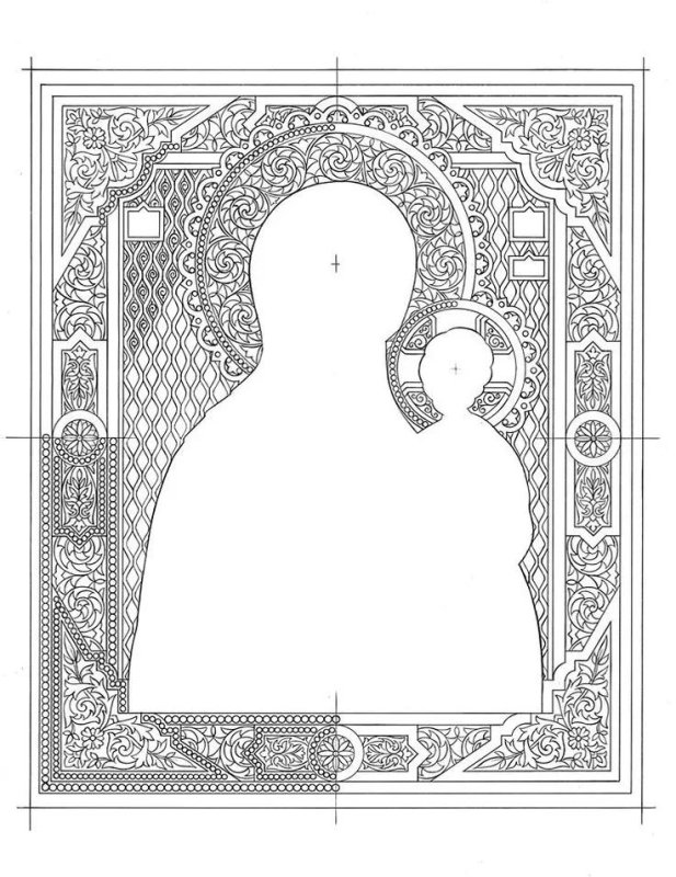 Орнамент на нимбе Богородицы