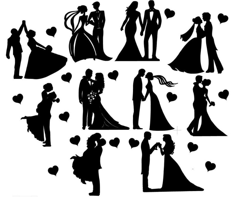 Силуэт молодоженов