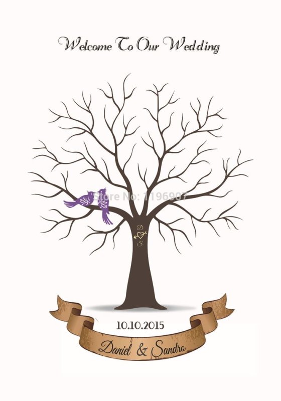 Дерево на свадьбу с отпечатками