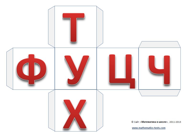 Развертка кубика с буквами