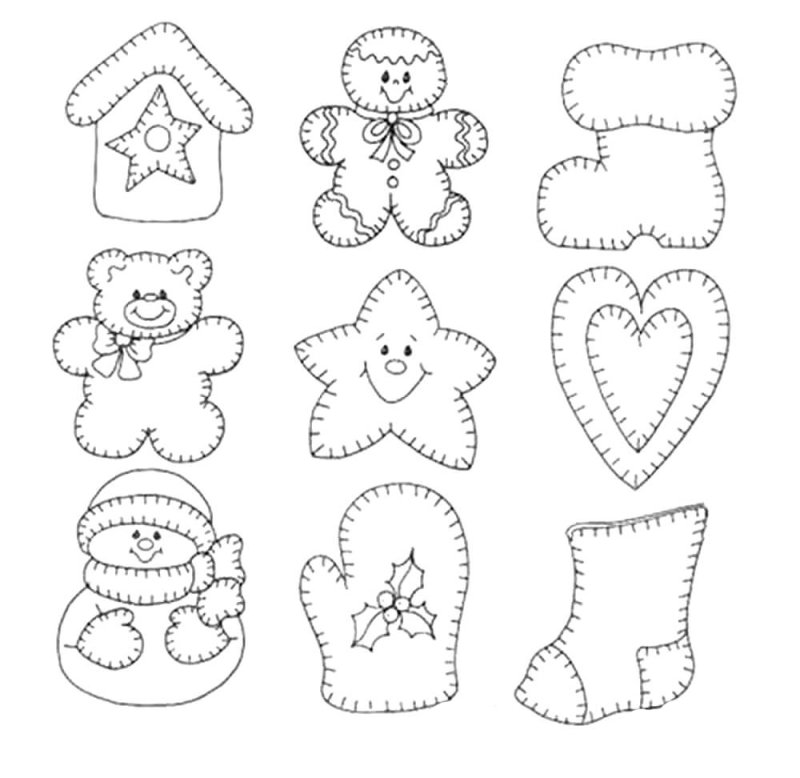 Трафареты новогодних игрушек из фетра