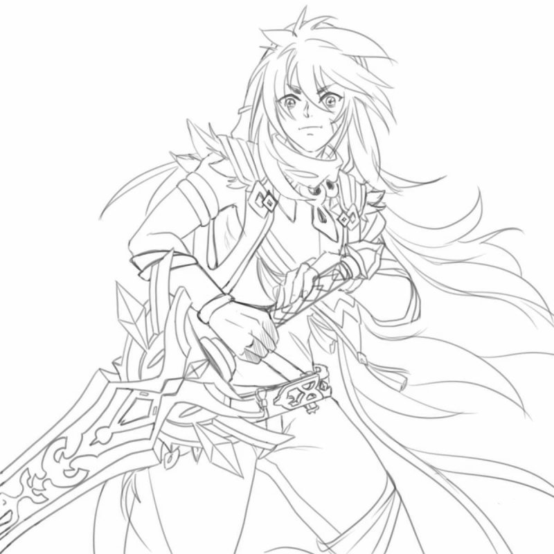 Раскраска Сяо из Геншина