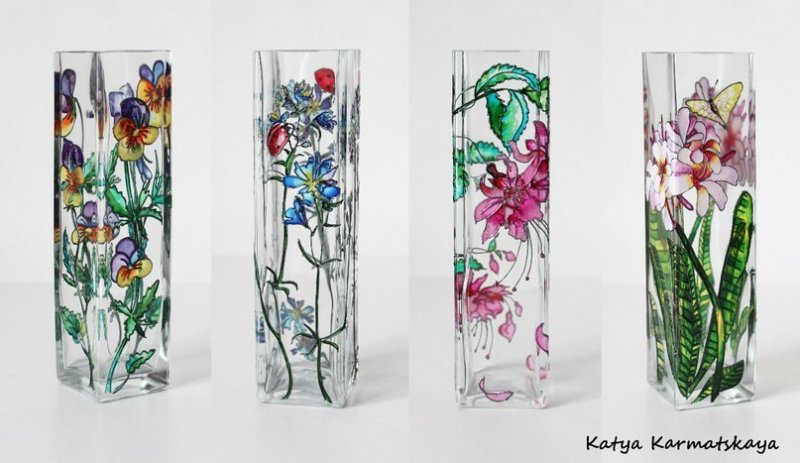 Роспись стеклянной вазы
