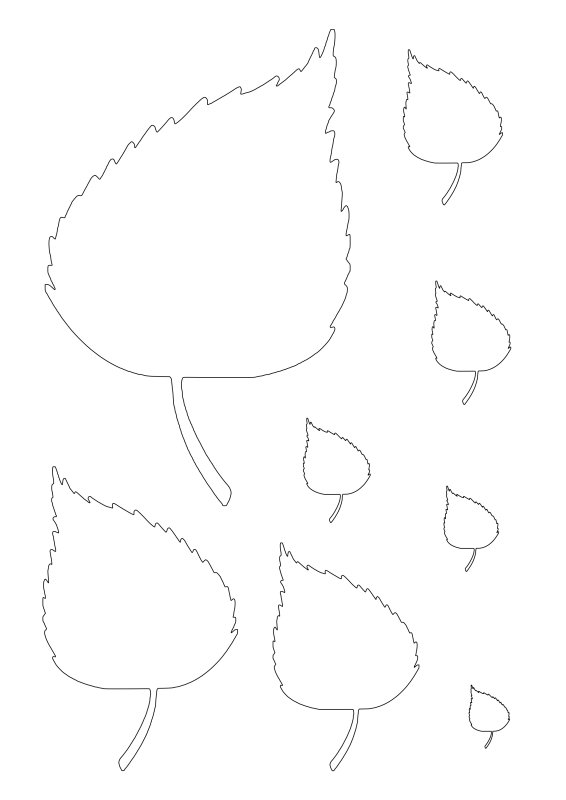 Березовые листочки трафарет