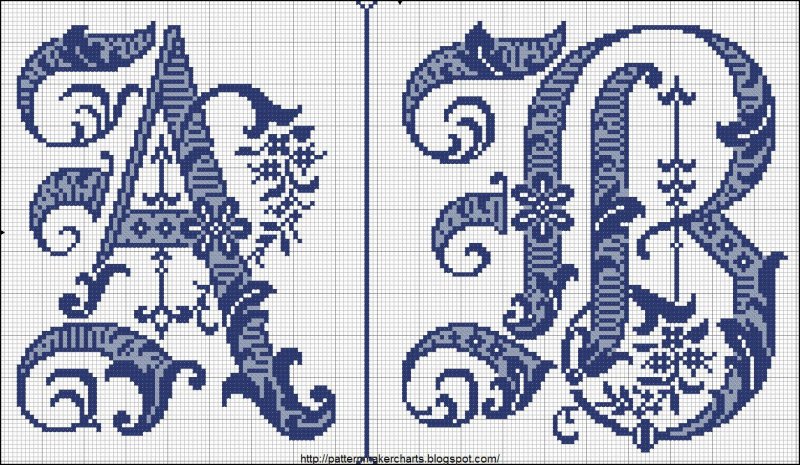 Вышитые буквы алфавита