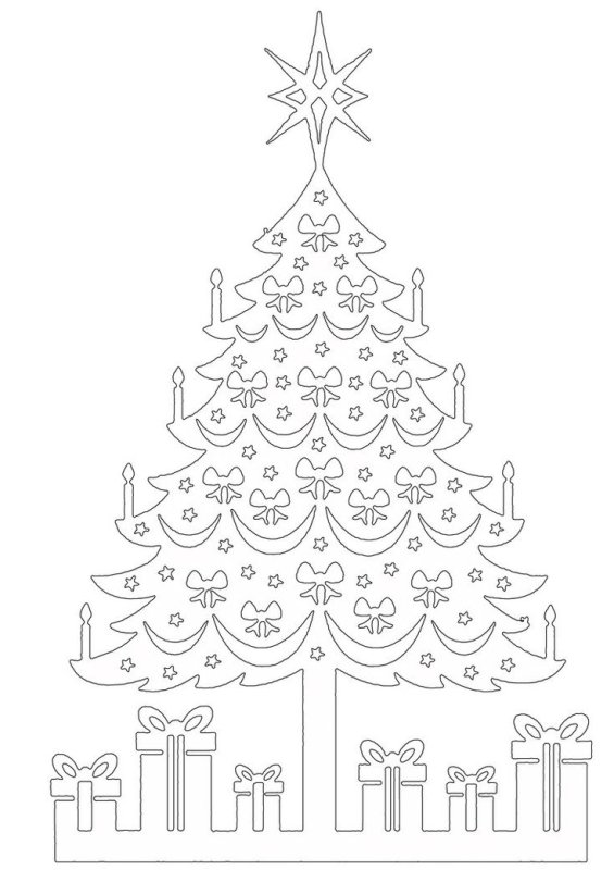 Елка трафарет на окно