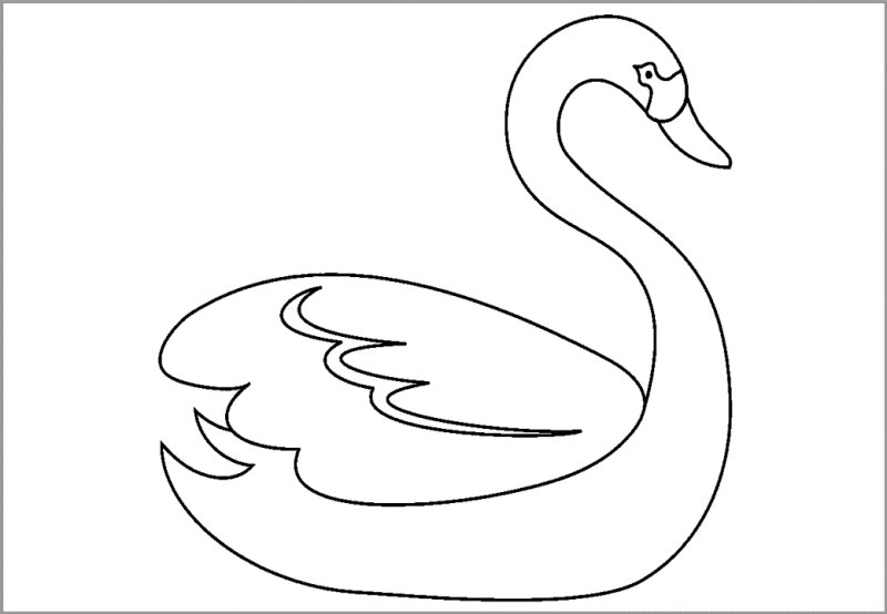 Лебедь раскраска для детей
