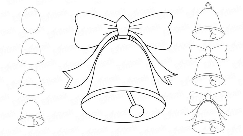 Колокольчик рисунок карандашом