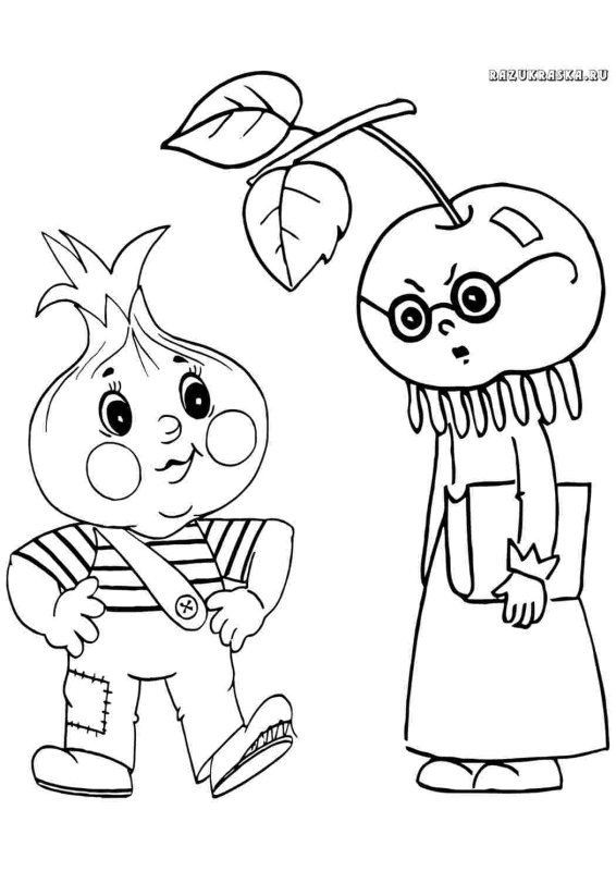 Герои Чипполино рвсскраска