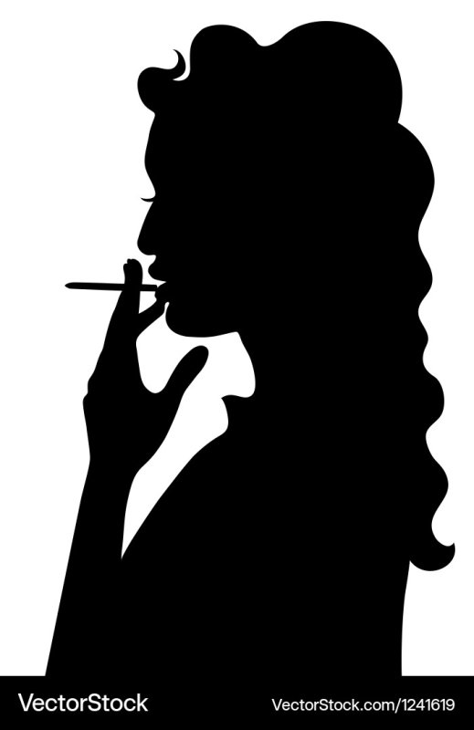 Курящая девушка силуэт