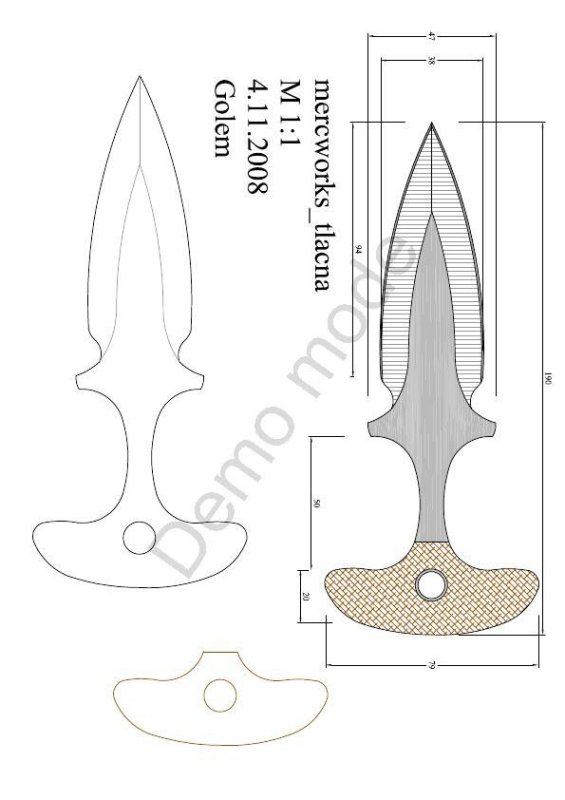 Нож пуш-Даггер чертеж