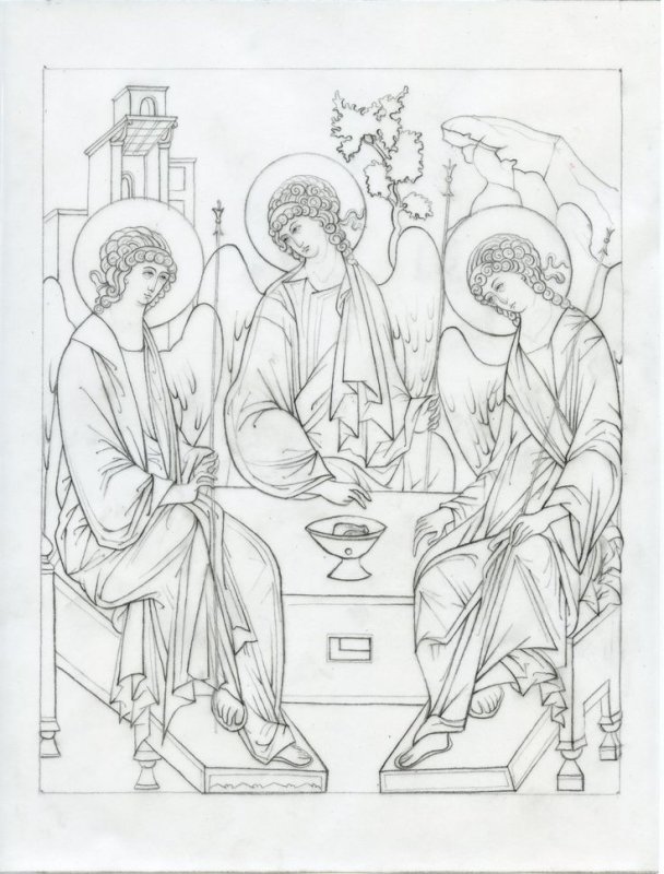 Прорись иконы Троица Рублева