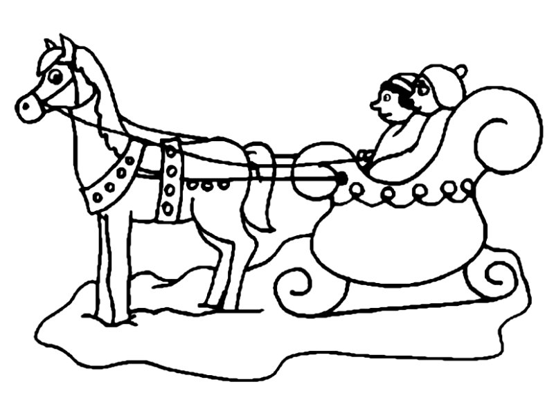 Конь с санями рисунок