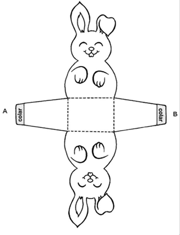 Трафарет коробочки для подарка зайчик