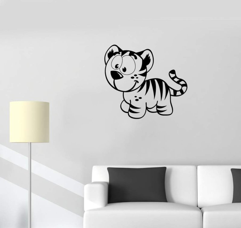Силиконовые наклейки на окна тигр