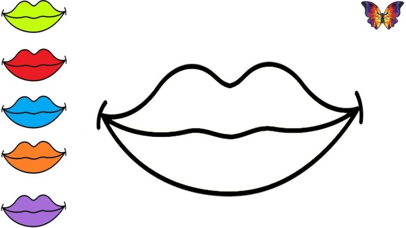 Губы раскраска для детей