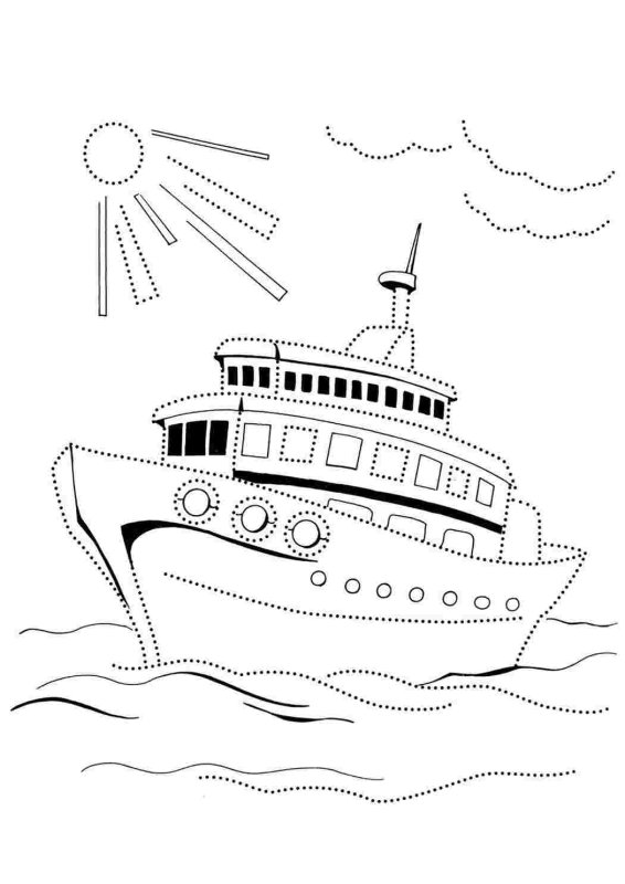 Корабль раскраска для детей