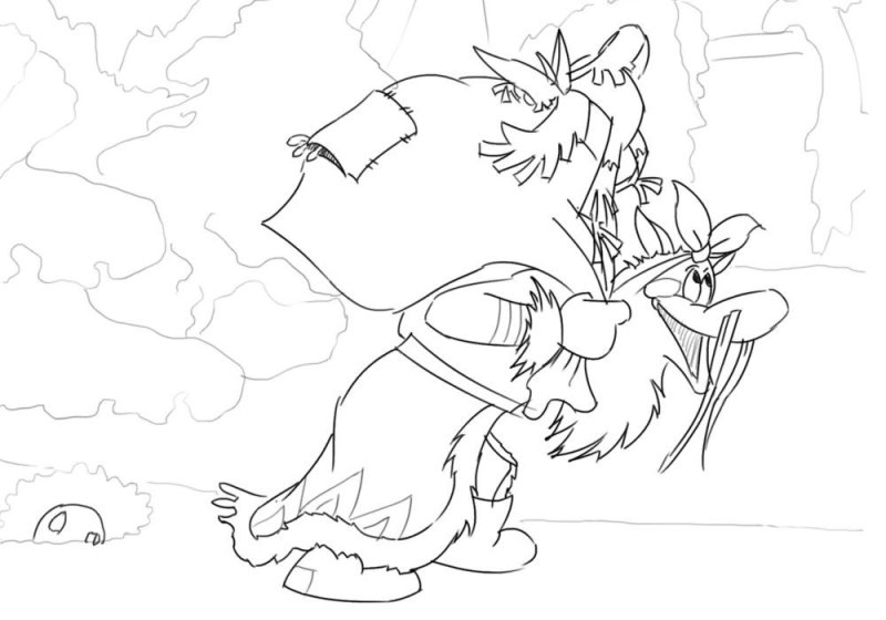 Дед Мороз и волк раскраска