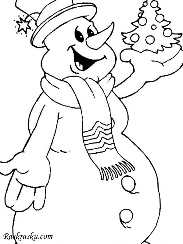 Снеговик раскраска