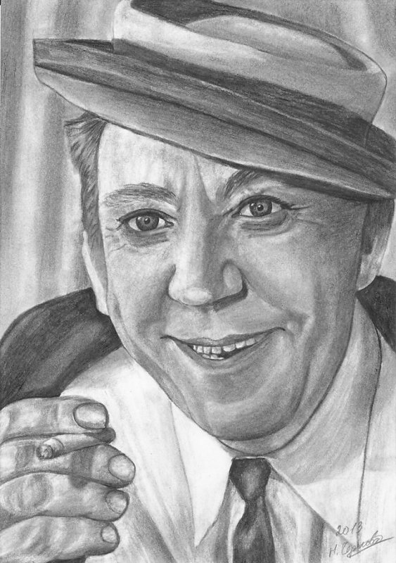 Юрий Никулин портрет карандашом