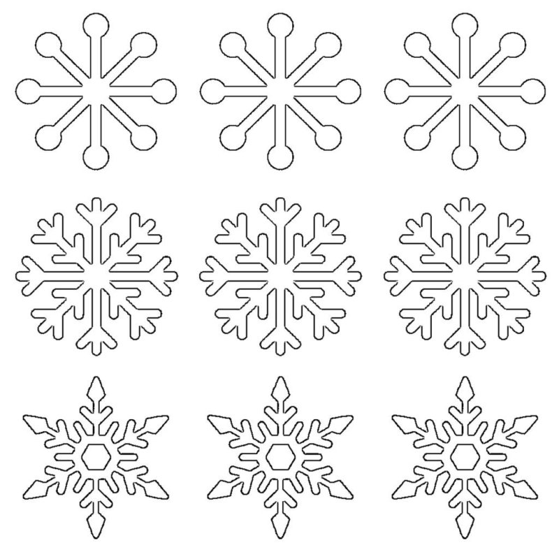 Новогодние трафареты на окна для вырезания снежинки