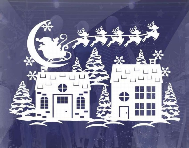 Домики для украшения окон к новому году