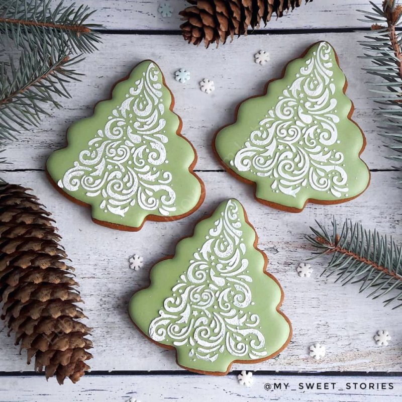 Елка из пряников трафарет