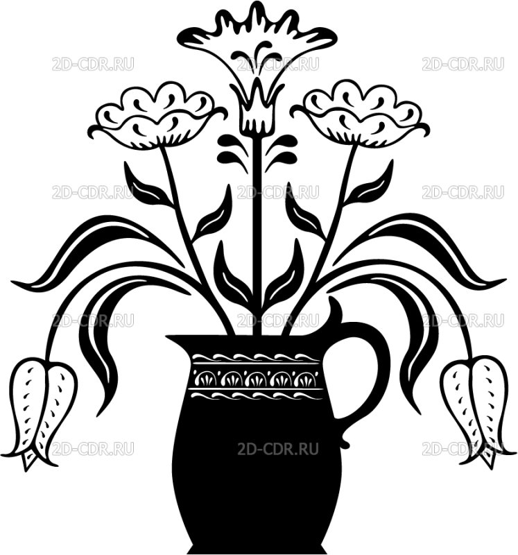 Цветы в горшке для вырезания